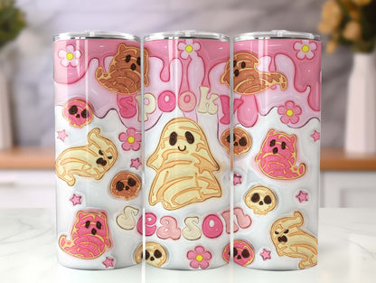 3D Spooky Conchas Inflated Tumbler Wrap, Mexican Pan Dulce Ghost, Puffy Halloween Conchas Ghost Tumbler Wrap, Mexican Conchas, Spooky Vibes - VartDigitals