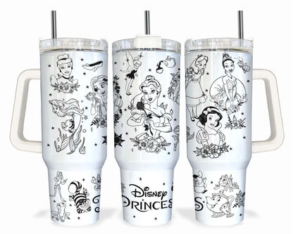 Bundle Cartoon-Figuren 40 oz Tumbler Wrap, Halloween Quencher Tumbler Sublimation, Cartoon Tumbler Png, Princess Wrap, Nightmare Scary