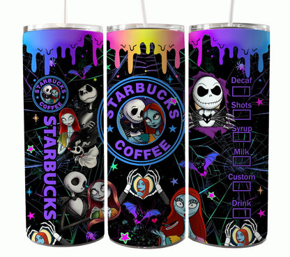 Nightmare Before Christmas Cartoon Charakter Tumbler Wrap Valentinstag 20Oz Tumbler Wrap Png Jack und Sally Tumbler Sublimation Design