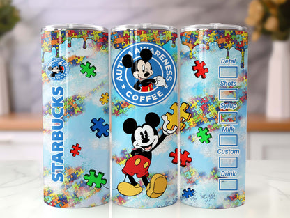 Autism 20oz skinny tumbler, Cartoon Tumbler Wrap, Autism Awareness png, western tumbler png, sublimate download, Teacher Tumbler, Png - VartDigitals