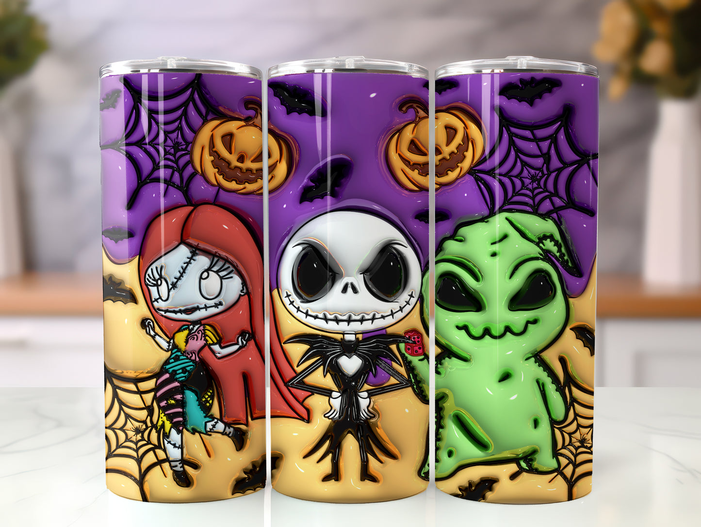 Inflated Cartoon Halloween Tumbler Design Png, 3D Spooky Vibes Tumbler Wrap, 20oz Sublimation, 3D Nightmare Scary Tumbler Wrap, Boo Bash - VartDigitals