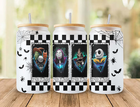 Gruseliger Film Nightmare Tumbler Wrap, 16oz Dosenglas, Jack und Sally Full Tumbler Wrap, Sublimationsdesign, Boo Bash, Jack Skellington Dosenglas 2 