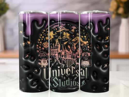 3D Inflated Universal Studios Tumbler Wrap, 20oz Skinny Tumbler, Cartoon 3D Inflated, Spooky Vibes Png, Halloween Png, 3D Magic Wizard Png - VartDigitals