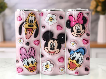 Inflated Cartoon Tumbler Design Png 3D Tumbler Wraps 20oz Skinny Sublimation Digital Downloads 3D Puffy Stitch Design Sublimation Png - VartDigitals