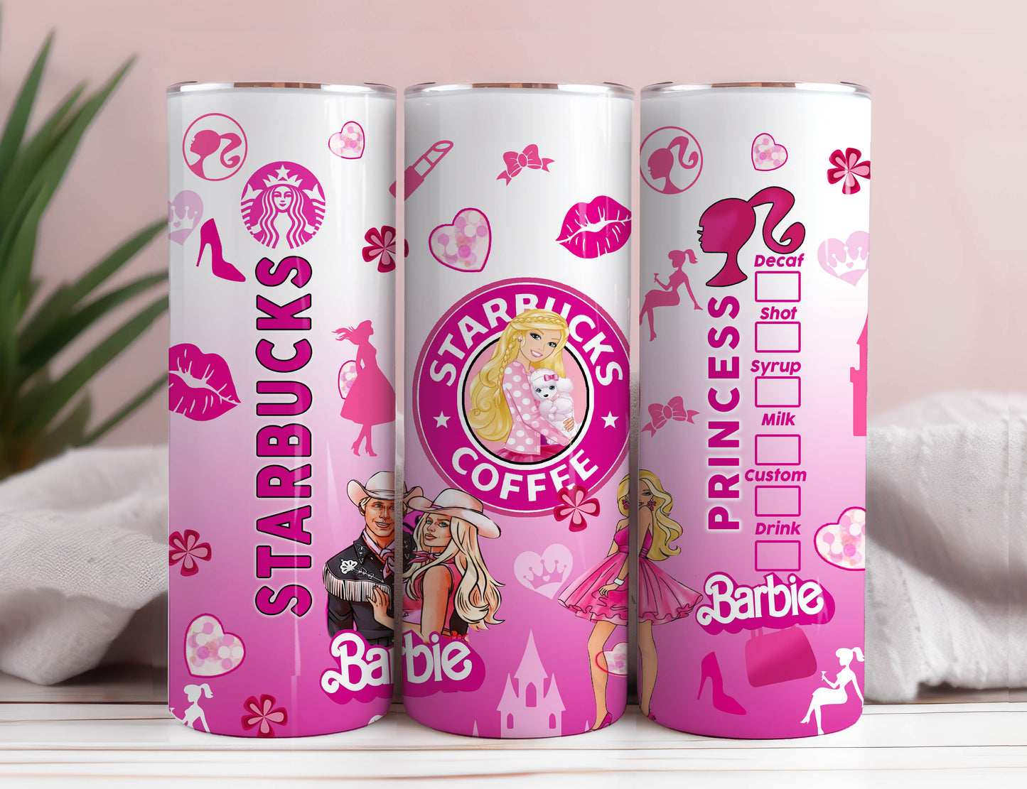 Barbie-Becher-Design, 20 oz gerades Becher-Design, Sublimationsbild, Tumbler Wrap Barbie Sublimation, Tumbler Wraps Barbie, png Barbie