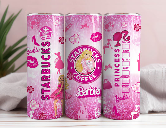 Barbie-Becher-Design, 20 oz gerades Becher-Design, Sublimationsbild, Tumbler Wrap Barbie Sublimation, Tumbler Wraps Barbie, png Barbie