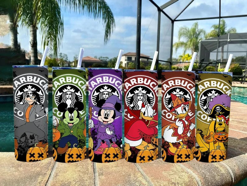 Bundle 20 oz Mickey und Freunde Halloween Starbucks Tumbler Wrap, Mickey Tumbler Png, Trick oder Leckerli, Mickey Horror, gruselige Vibes Png