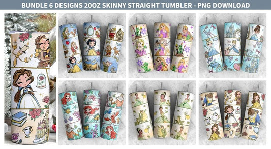 Bundle Princess Tumbler, Cartoon Tumbler Wrap, 20oz Tumbler Wrap, Princess Tumbler Wrap, Full Tumbler Wrap, Png Instant Download, Png-Datei