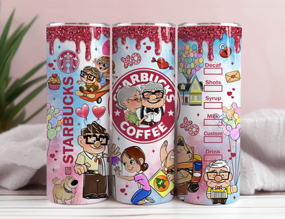 Carl und Ellie Valentine Tumbler Design PNG, Cartoon Valentine Tumbler Wraps, 20oz Skinny Tumbler, Valentine Coffee Png, PNG Digitaler Download