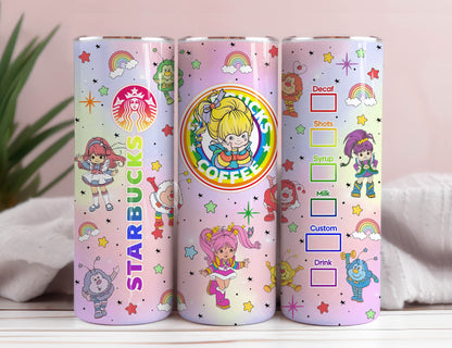 Cartoon 80er Jahre Tumbler, 80er Cartoons png, Rainbow Girl 20oz Skinny Tumbler, Rainbow Brite Glass Can Png, Retro 80er Cartoons Tumbler Wrap