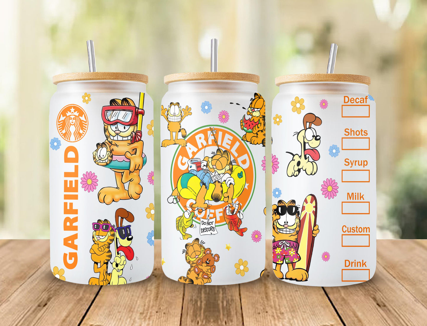 Garfield Cat Cartoon 80er Jahre Glasdose, 80er Cartoons png, Garfield Summer Libbey Glasdose, Retro 80er Cartoons Wrap, Garfield Swimmingpool