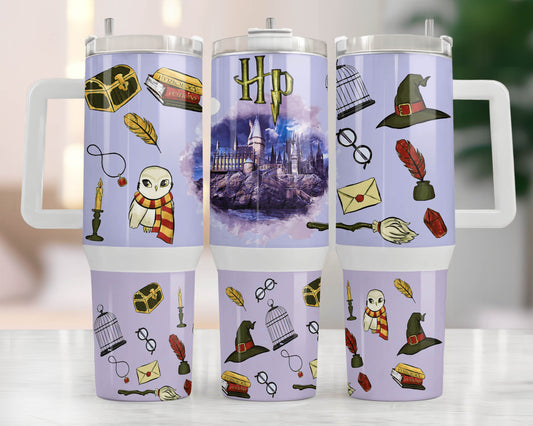 Magischer Zauberer 40oz Tumbler PNG, HP Quencher Tumbler Sublimation, Zauberer Tumbler Png, Potterhead Tumbler, Magic Wrap, Full Tumbler Wrap