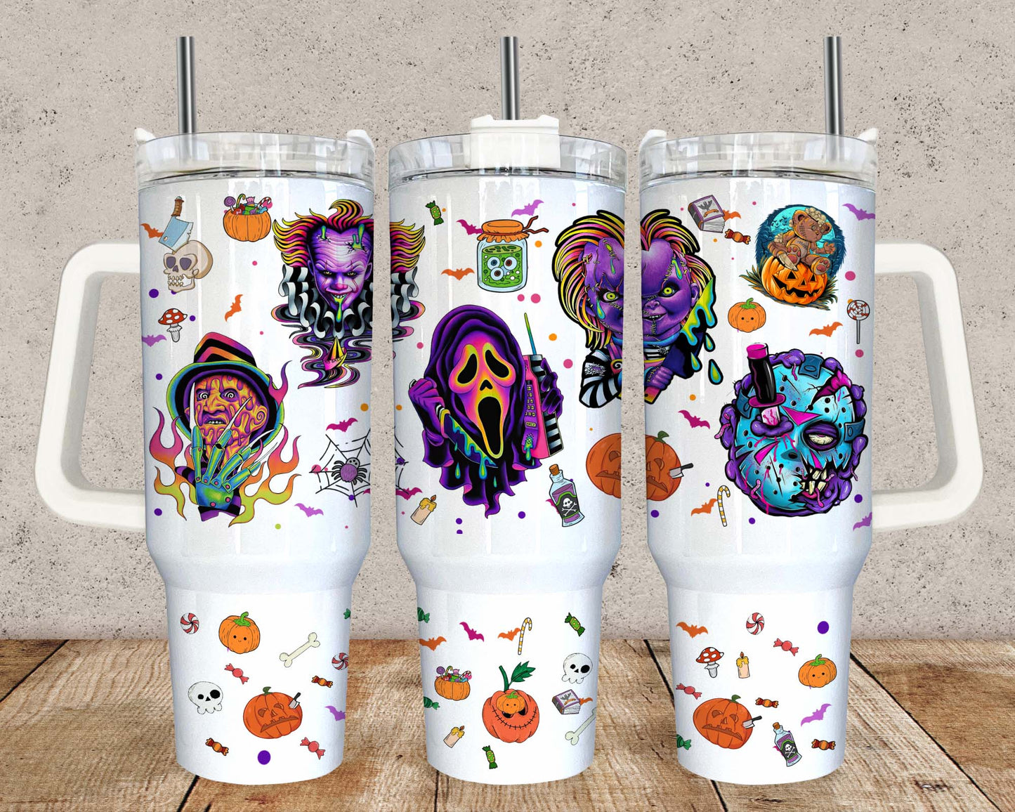 40oz Tumbler Wrap Png, Halloween 40oz Tumbler Png, Horror 40oz Tumbler Png Sublimation Designs