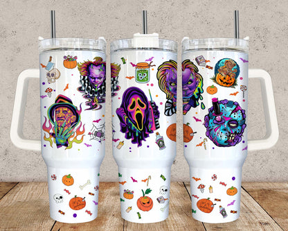 Bundle Cartoon-Figuren 40 oz Tumbler Wrap, Halloween Quencher Tumbler Sublimation, Cartoon Tumbler Png, Princess Wrap, Nightmare Scary