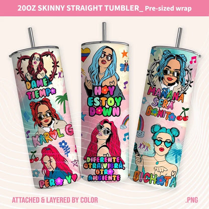 Karol New Album Cover Mañana Será Bonito 20oz Sublimation Tumbler Wrap, Manana Sera Bonito Tumbler Wrap PNG, Karol G Tumbler Wrap 2 - VartDigitals