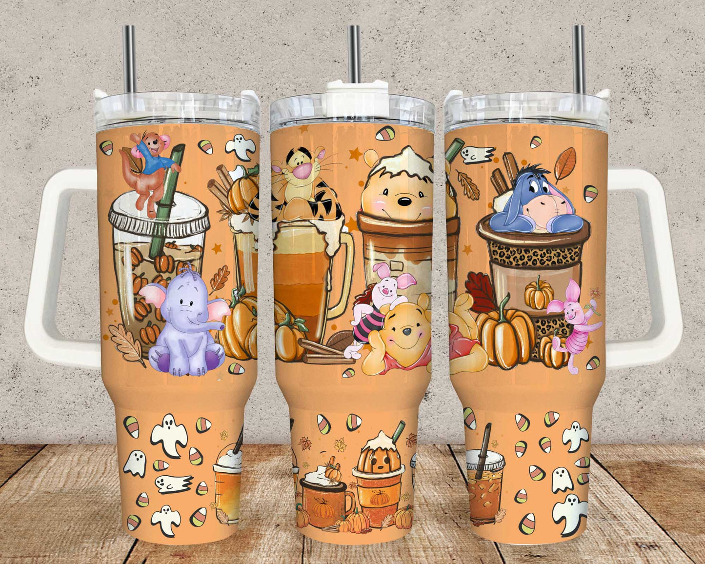 fall season 40oz Tumbler, 40oz Tumbler Wrap Png, Halloween 40oz Tumbler Png