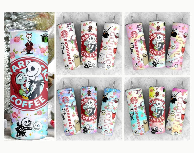 Scary Movie Nightmare Tumbler Wrap, 20 oz Nightmare Before Christmas Tumbler, Sublimation Design Digital Download Nightmare Starbucks Wrap (5PNG) - VartDigitals