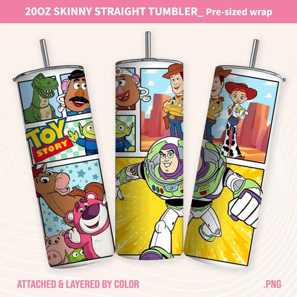 Toy Story Tumbler 20oz Sublimation Design PNG, Kids Cartoon Tumbler, Movie Character Tumbler Straight and Tapered PNG - VartDigitals