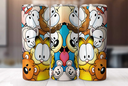 Bundle Gelbe Katze 20oz Skinny Tumbler Wrap Design PNG, Cartoon 80er Jahre Tumbler, 80er Jahre Cartoons png, Retro 80er Jahre Cartoons Tumbler Wrap 5