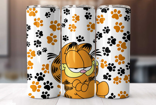 Bundle Gelbe Katze 20oz Skinny Tumbler Wrap Design PNG, Cartoon 80er Jahre Tumbler, 80er Jahre Cartoons png, Retro 80er Jahre Cartoons Tumbler Wrap 1