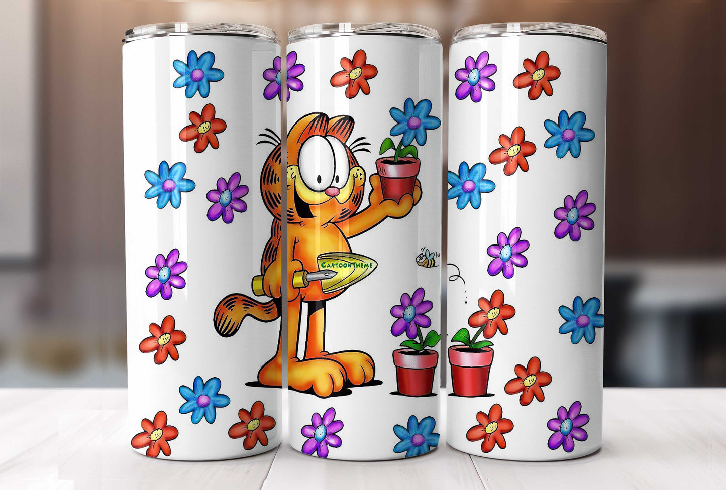 Bundle Gelbe Katze 20oz Skinny Tumbler Wrap Design PNG, Cartoon 80er Tumbler, 80er Cartoons png, Retro 80er Cartoons Tumbler Wrap 4