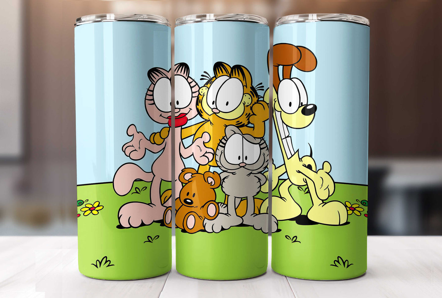 Bundle Gelbe Katze 20oz Skinny Tumbler Wrap Design PNG, Cartoon 80er Tumbler, 80er Cartoons png, Retro 80er Cartoons Tumbler Wrap 2