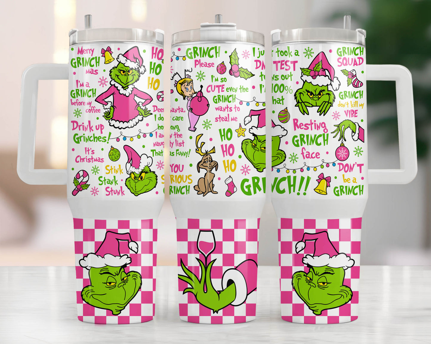 Pink Christmas 40oz Tumbler Wrap Png, Merry Christmas 2 pieces 40 oz Tumbler Png 2