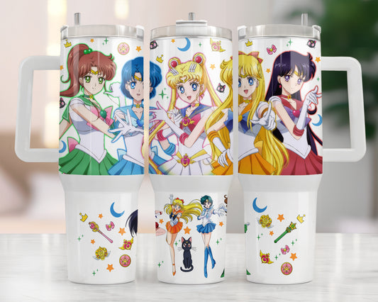 Anime Sailor Girls Tumbler Wrap, Libbey 40oz Tumbler Design, Anime Tumbler - Sublimation Design digitaler Download - PNG aktiv