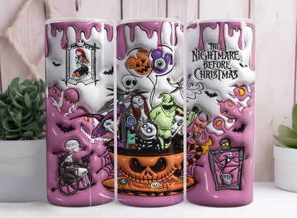 3D aufgeblasener Halloween Tumbler Wrap, Cartoon Halloween Tumbler Png, The Nightmare Before Christmas 20oz Skinny Tumbler Wrap, Jack Halloween