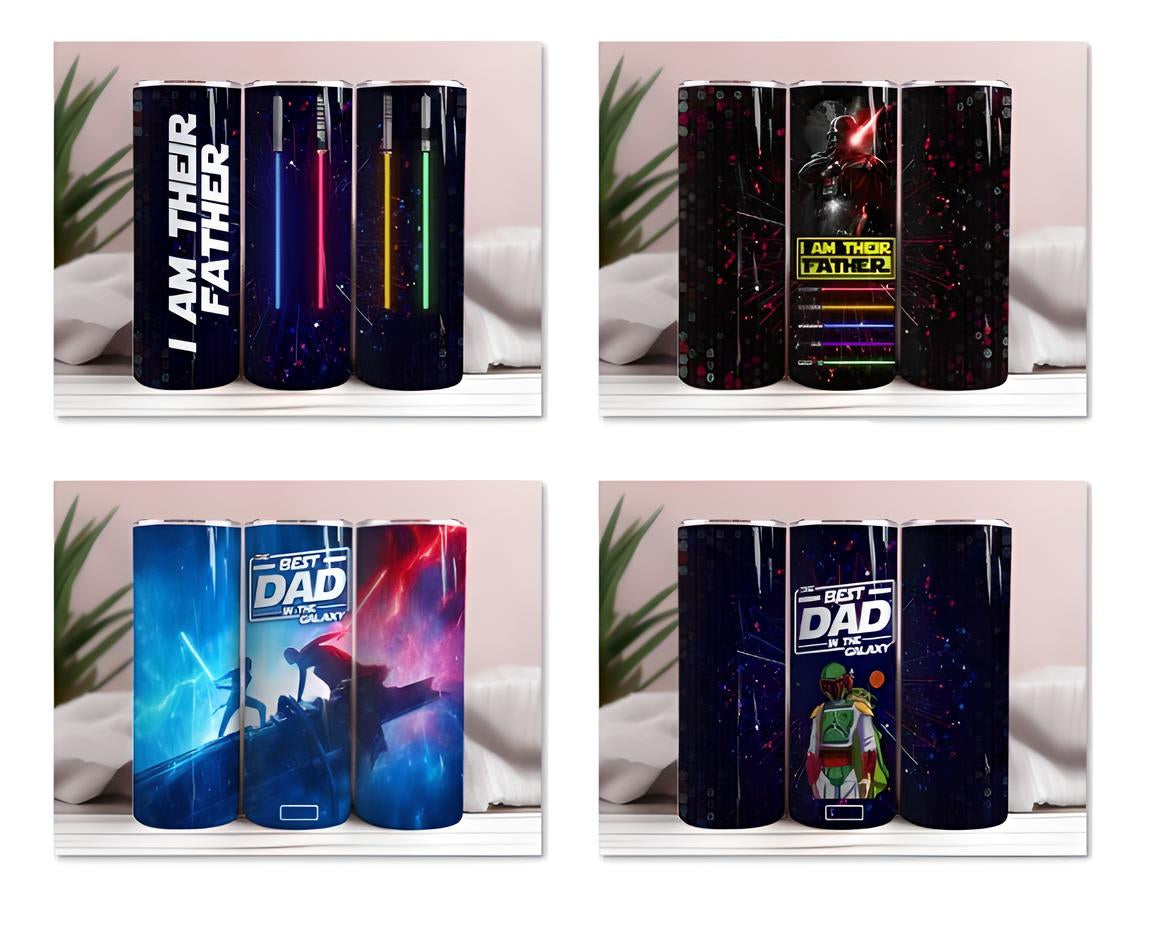 Best Dad in The Galaxy Father's Day 20 oz Skinny Tumbler Sublimation Wrap