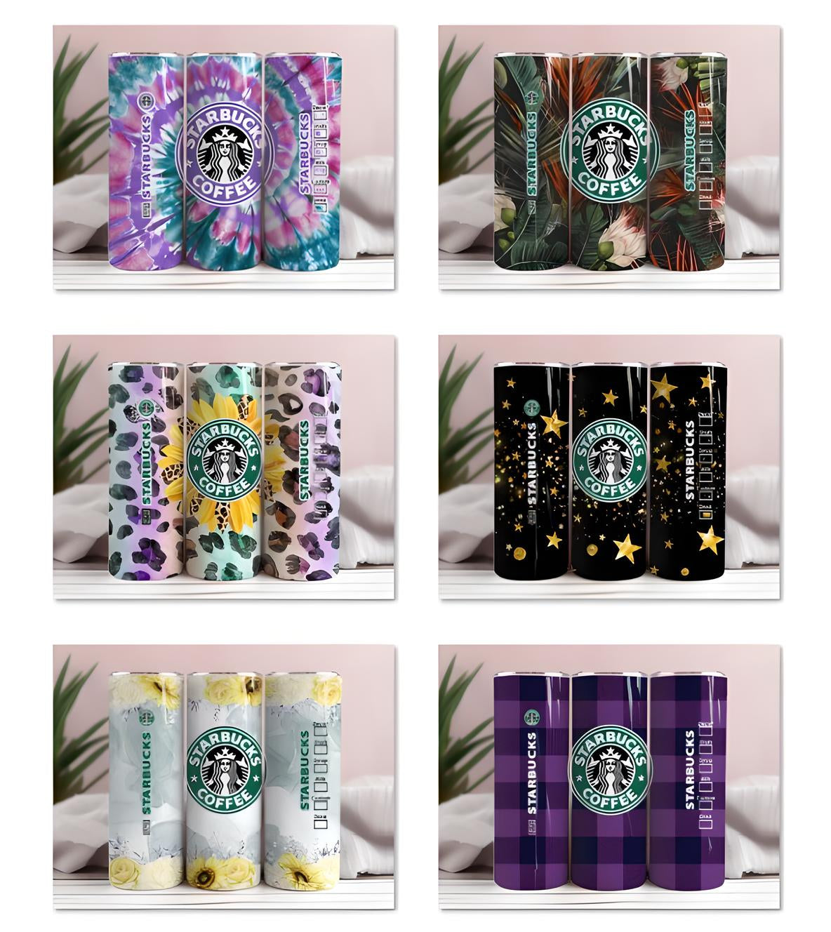 Starbucks 20 oz Tumbler Wrap STRAIGHT TAPERED PNG, Starbucks Hibiscus Tumbler Sublimation Digitaler Download Tumbler Bundle, Sofortiger Download