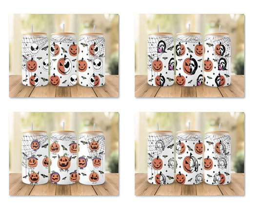 Pumpkin Jack Libbey Dosenglas PNG, Pumpkin King Full Wrap für Libbey Dosenförmiges Bierglas 16oz, Halloween Cup PNG, Dateien für Cricut