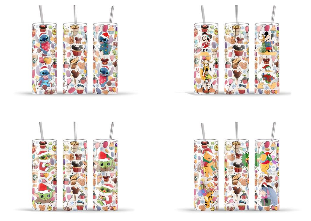 Cartoon Weihnachtsbecher, 20oz Weihnachtsbecher Wrap, 20oz Skinny Tumbler, Weihnachtssublimation, Weihnachts png, Weihnachtsurlaub Tumbler