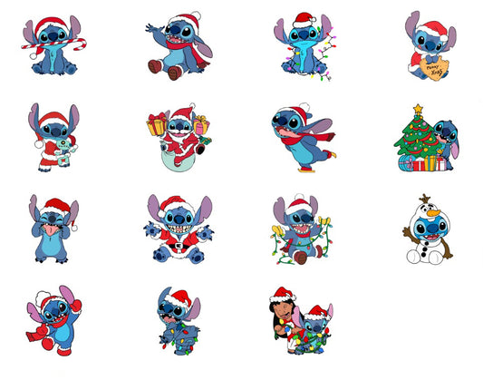 Weihnachtsstich-Bundle PNG, Weihnachts-Kinderpaket Wrap, Stitch Weihnachten PNG Download