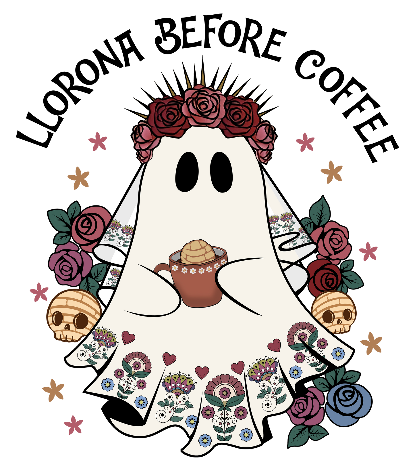 Llorona Before Coffee, Ghost Llorrona PNG,  Spooky Conchas PNG, Cafecito Halloween, Mexican Halloween - VartDigitals