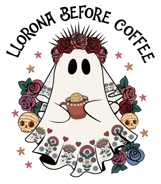 Llorona Before Coffee, Ghost Llorrona PNG,  Spooky Conchas PNG, Cafecito Halloween, Mexican Halloween - VartDigitals