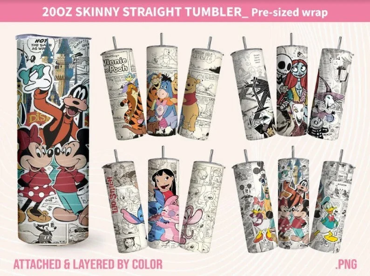 Bundle Retro Cartoon Kaffeebecher, Magic Tumbler, 20oz Skinny Straight, Tumbler Wrap, Valentine Tumbler Wrap, Full Tumbler Wrap