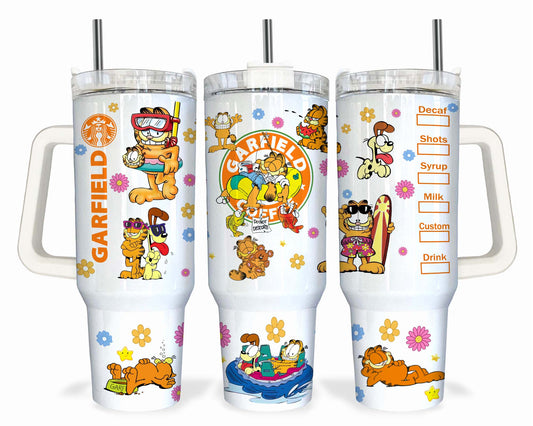 Garfield Cat Cartoon 80er Jahre Glasdose, 80er Cartoons png, Garfield Summer Libbey Glasdose, Retro 80er Cartoons Wrap, Garfield Swimmingpool