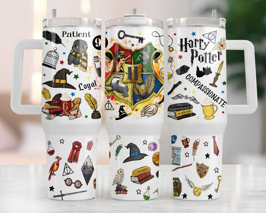 Magischer Zauberer 40oz Tumbler PNG, HP Quencher Tumbler Sublimation, Zauberer Tumbler Png, Potterhead Tumbler, Magic Wrap, Full Tumbler Wrap