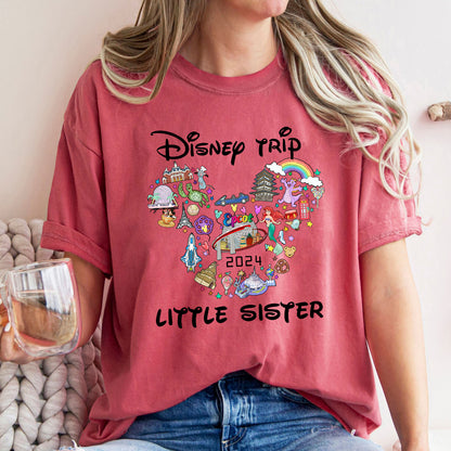 Disney Trip Little Sister PNG Design, Disney Trip, Disney family shirts, Disney kids and adults shirt - VartDigitals