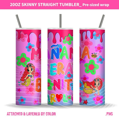 Karol New Album Cover Mañana Será Bonito 20oz Sublimation Tumbler Wrap, Manana Sera Bonito Tumbler Wrap PNG, Karol G Tumbler Wrap - VartDigitals