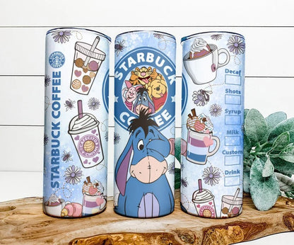 Cartoon Cafecito Y Chisme Tumbler, Cartoon Tumbler Wrap, cafecito y chisme png, 20oz Skinny Tumbler, Pooh Spring Coffee, Sublimation Tumbler - VartDigitals