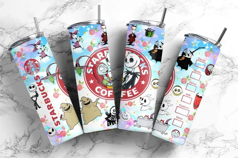 Scary Movie Nightmare Tumbler Wrap, 20 oz Nightmare Before Christmas Tumbler, Sublimation Design Digital Download Nightmare Starbucks Wrap (5PNG) - VartDigitals