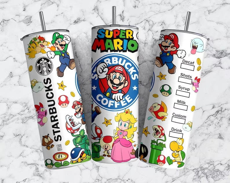 Cartoon Tumbler Wrap Bundle, 20oz Skinny Tumbler Sublimation Design, Sublimation Design, Mario Tumbler, 20oz Skinny Straight,Cartoon Tumbler - VartDigitals