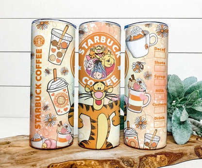 Cartoon Cafecito Y Chisme Tumbler, Cartoon Tumbler Wrap, cafecito y chisme png, 20oz Skinny Tumbler, Pooh Spring Coffee, Sublimation Tumbler - VartDigitals