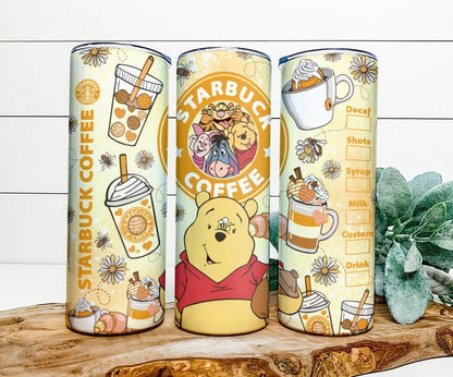 Cartoon Cafecito Y Chisme Tumbler, Cartoon Tumbler Wrap, cafecito y chisme png, 20oz Skinny Tumbler, Pooh Spring Coffee, Sublimation Tumbler - VartDigitals