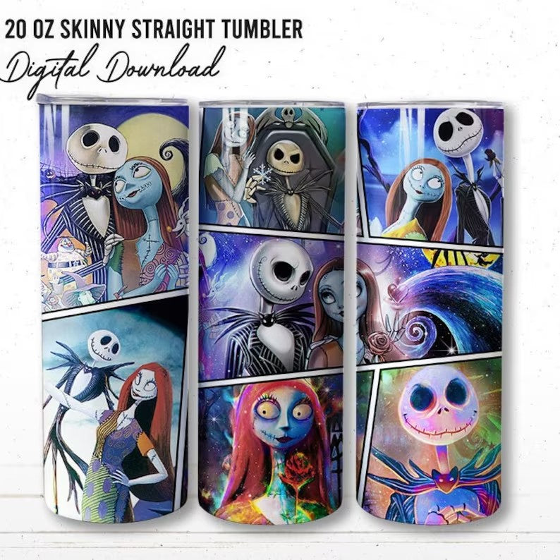 Gruseliger Film Nightmare Tumbler Wrap, Halloween Tumbler, Jack und Sally Full Tumbler Wrap, Sublimation Design, Boo Bash, Jack Skellington