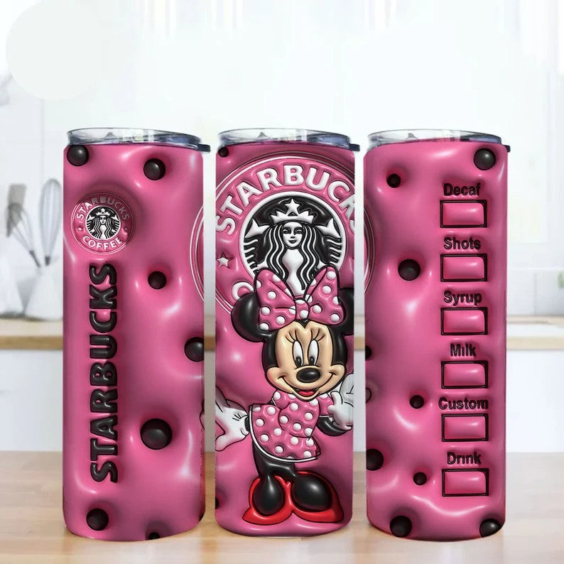 Inflated Cartoon Tumbler Design Png 3D Tumbler Wraps 20oz Skinny Sublimation Digital Downloads 3D Puffy Mouse Design Sublimation Png - VartDigitals