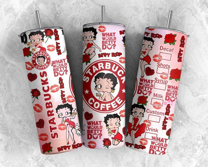 80er Cartoon Tumbler, 80er Cartoons png, Betty 20oz Skinny Tumbler, Lovley Tumbler Png, Retro 80er Cartoons Tumbler Wrap, Tumbler Vorlage 3