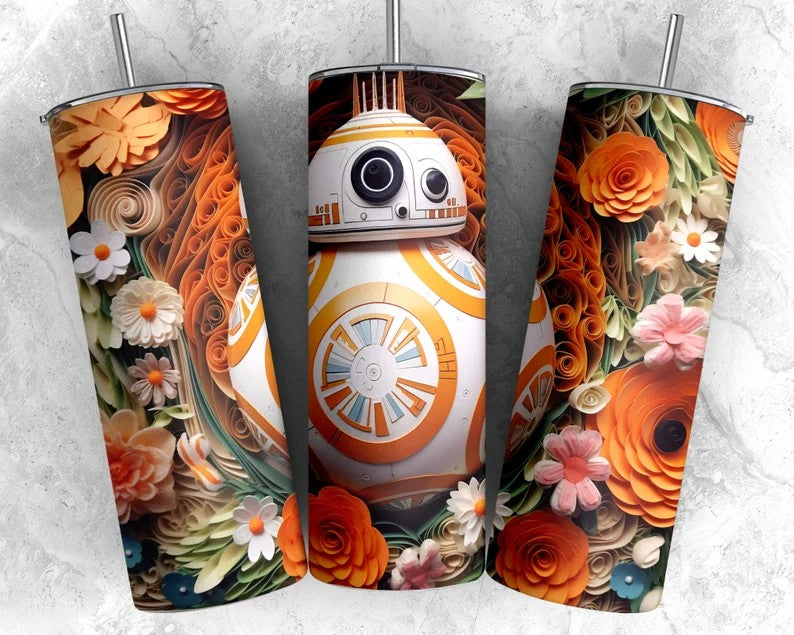 3D Star Wars Tumbler, 3D Cartoon Tumbler, 3D Paper Quilling Tumbler, Full Tumbler Wrap, Skinny Tumbler, Instant Download, Png Download - VartDigitals